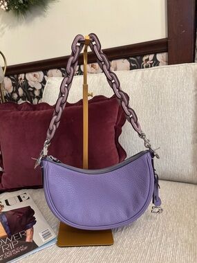 Coach Luna Shoulder Bag Purple with Leather Chain Strap